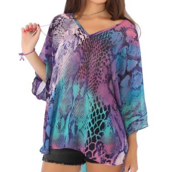 Show Me Your MuMu Shook Tunic Party Snake Top Sz S - Picture 1 of 9